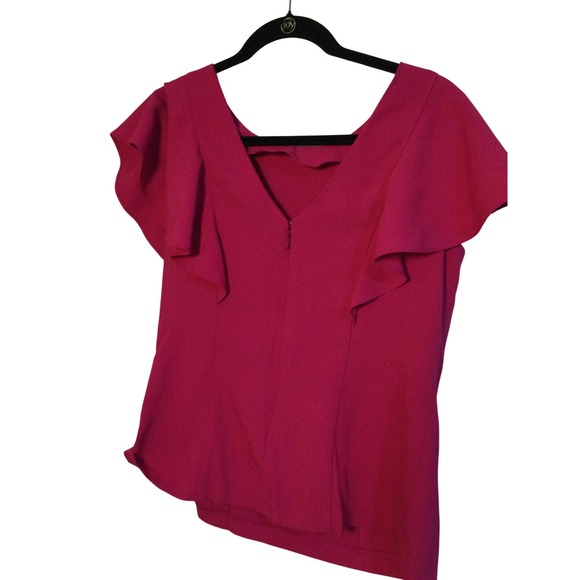 Banana Republic Sleeve Top V-Neck Blouse Elegant Party Fuchsia Pink Size 6‎ - Picture 1 of 5
